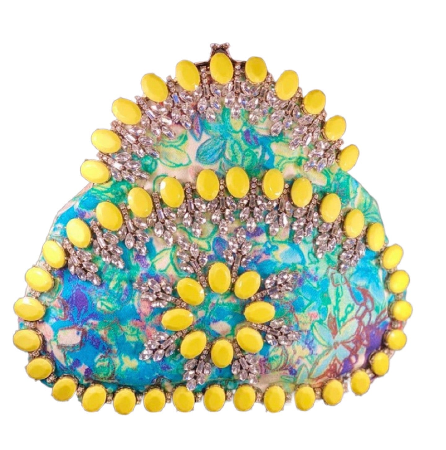 Meet Heidi. 100% handmade, neon yellow and diamond handbag