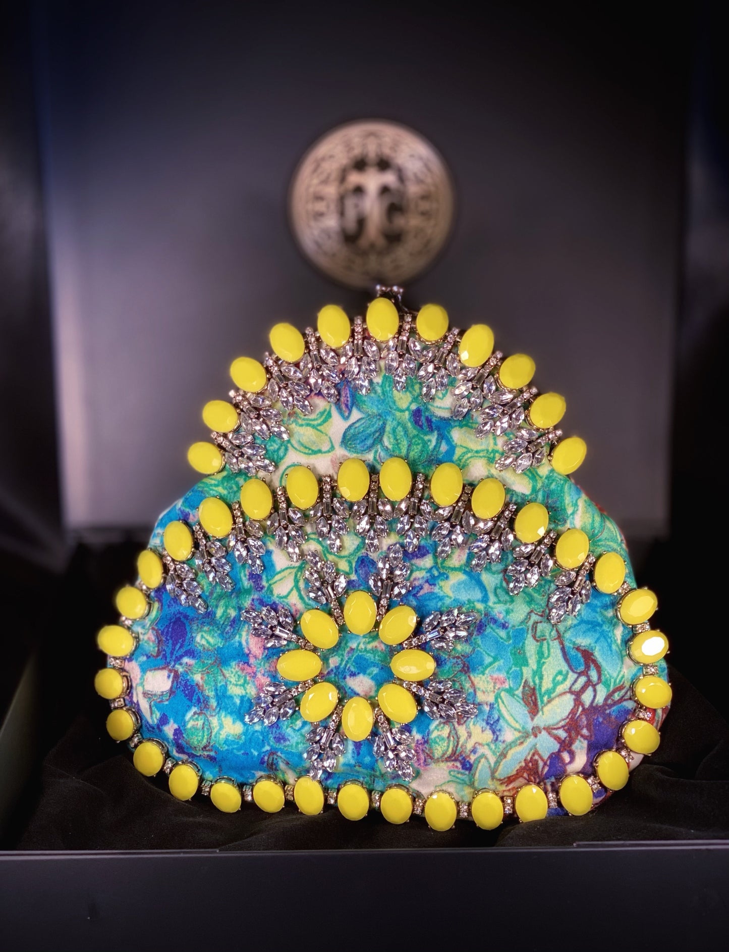 Meet Heidi. 100% handmade, neon yellow and diamond handbag