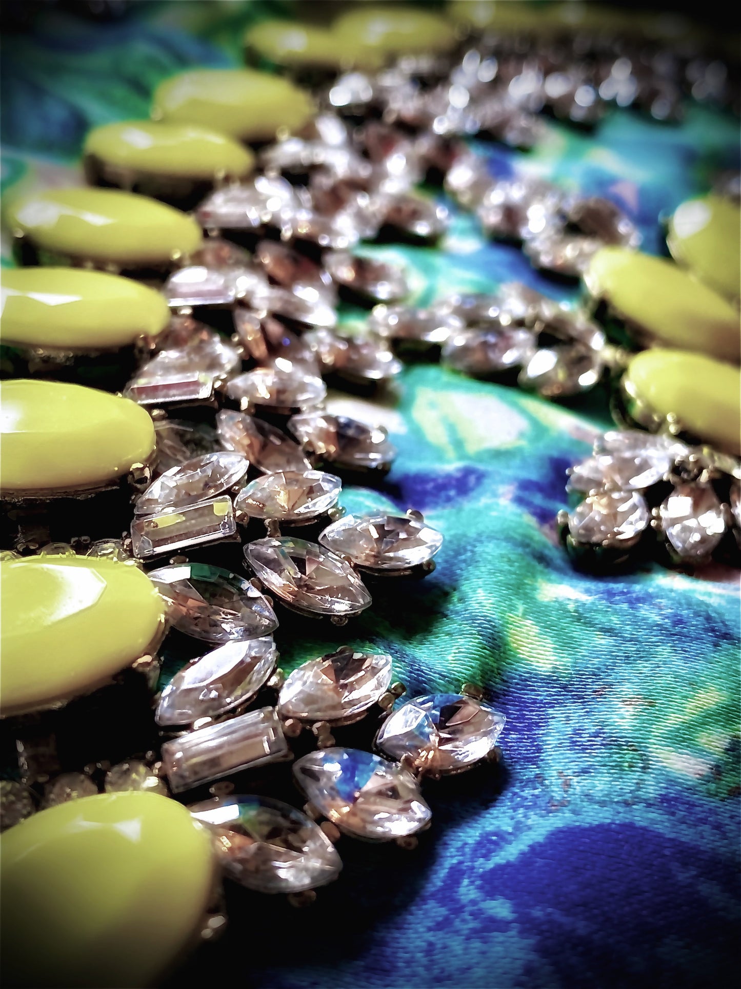 Meet Heidi. 100% handmade, neon yellow and diamond handbag