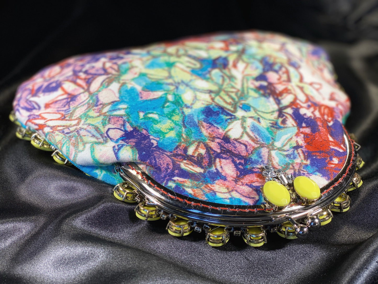 Meet Heidi. 100% handmade, neon yellow and diamond handbag